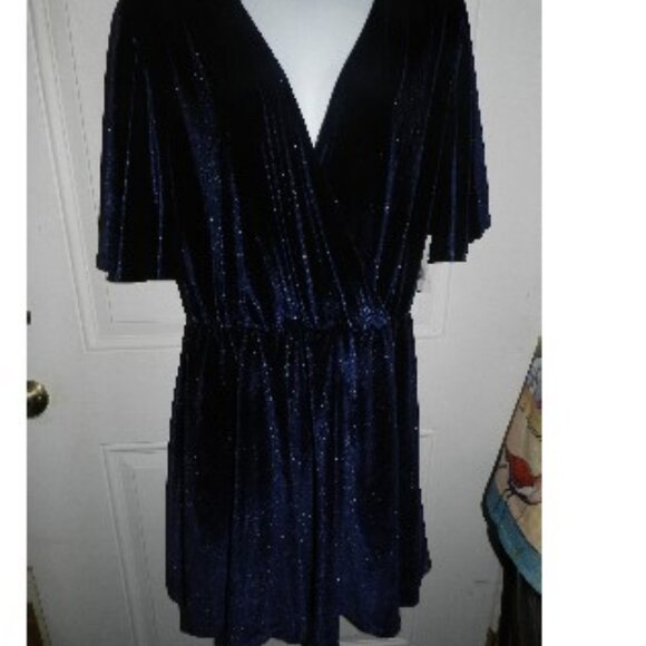 Alexia Admor Oakless Navy Velvet Flutter Flare Sleeve Dress XL $245 🆕⌚📦🏃💨🚚 - Picture 3 of 16
